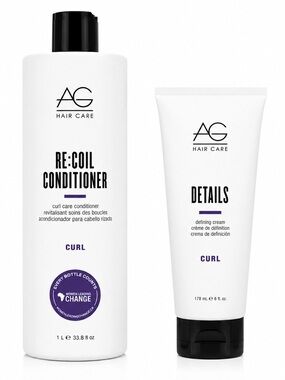 AG Hair Care Curl Set Re:Coil Conditioner 1L & Details Defining Cream 178ml